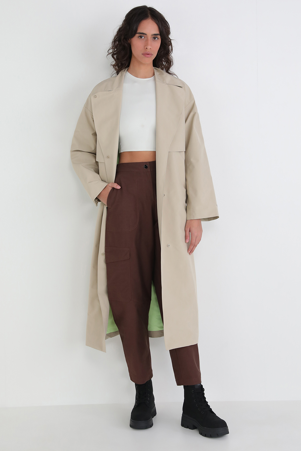 Oversized Tie-Waist Trench Coat